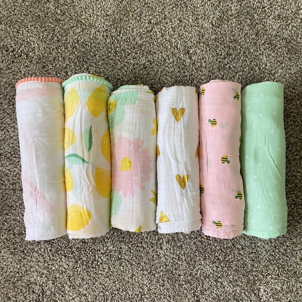 Baby Swaddle Blankets- Cloud Island Bundle of 6